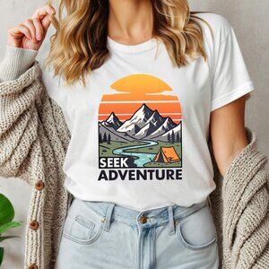 Seek Adventure T-Shirt – Retro Mountain Camping Graphic Tee